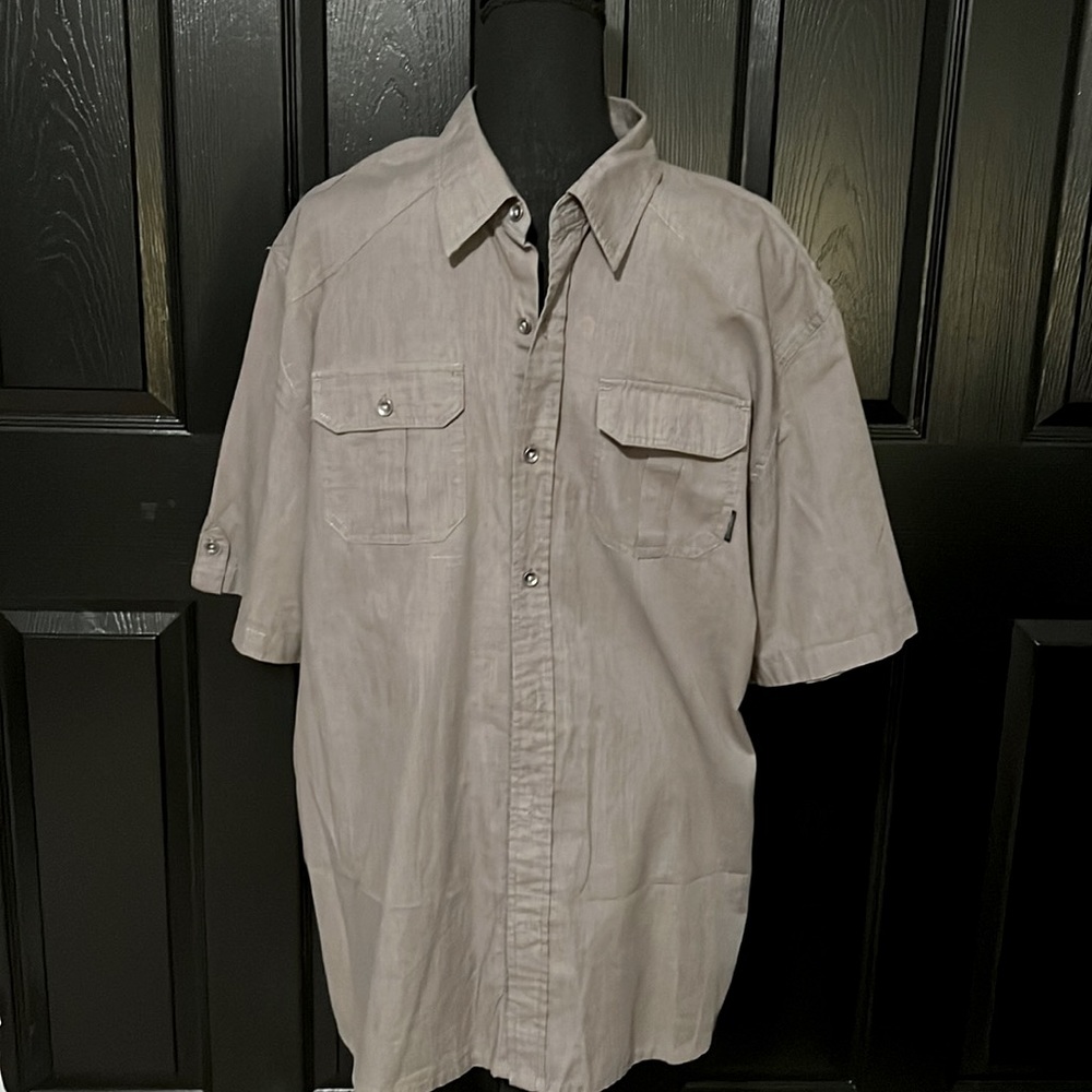 Men’s Gray Casual Button-Down Relaxed Fit